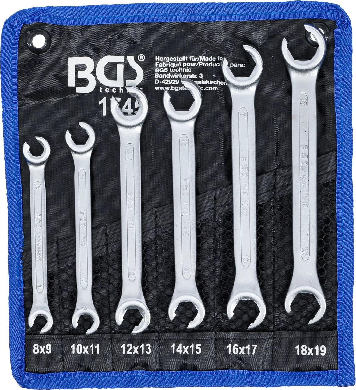 Set chei inelare pentru conducte: 8 x 9mm, 10 x 11mm, 12 x 13mm, 14 x 15mm, 16 x 17mm, 18 x 19mm, 6 piese, BGS 1745 – SimpleTools Set chei inelare pentru conducte: 8 x 9mm, 10 x 11mm, 12 x 13mm, 14 x 15mm, 16 x 17mm, 18 x 19mm, 6 piese, BGS 1745 - SimpleTools