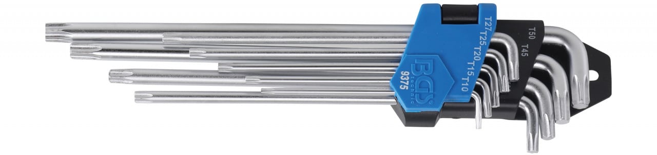 Set chei Torx T10 – T50 tip L extra lungi, 9 piese, BGS 9375 – SimpleTools Set chei Torx T10 - T50 tip L extra lungi, 9 piese, BGS 9375 - SimpleTools