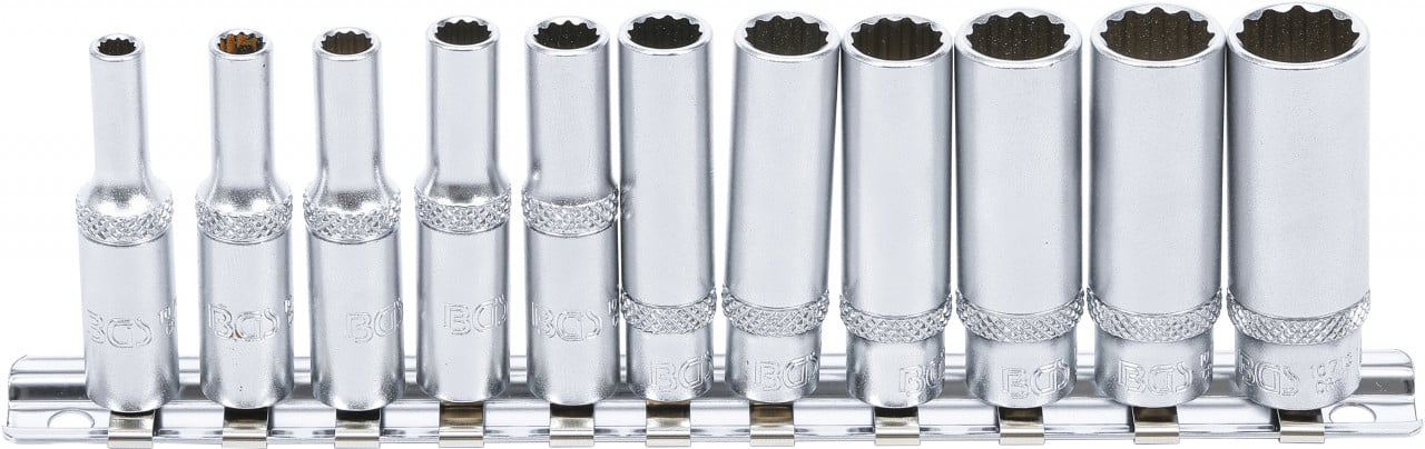 Set chei tubulare 12 colţuri, adânci, 6,3 mm (1/4″) 4 – 13 mm, 11 piese, BGS 5251 – SimpleTools Set chei tubulare 12 colţuri, adânci, 6,3 mm (1/4") 4 - 13 mm, 11 piese, BGS 5251 - SimpleTools