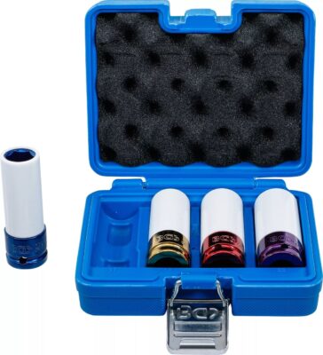 Set chei tubulare de impact cu protecţie pentru roti din aliaj, antrenare 12, 5 mm (1/2"), 17 / 19 / 21 / 22 mm, 4 piese, BGS 9847