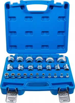 Set chei tubulare in Inch cu profil hexagon 5/32"-15/32" - antrenare 1/4"si 1/2"-1/2"-1.1/4", 24 piese, BGS 2246