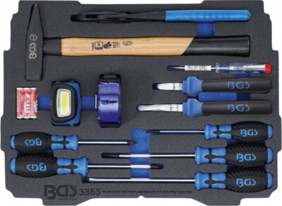 Set cleşti, şurubelniţe, ciocan in suport din spuma pentru sistem systainer® BOXSYS 1 & 2, 12 piese, BGS 3353