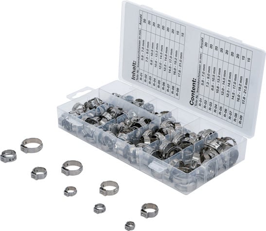 Set coliere de furtun, material otel inox, 170 piese, BGS 14115 - Consumabile etansare si fixare