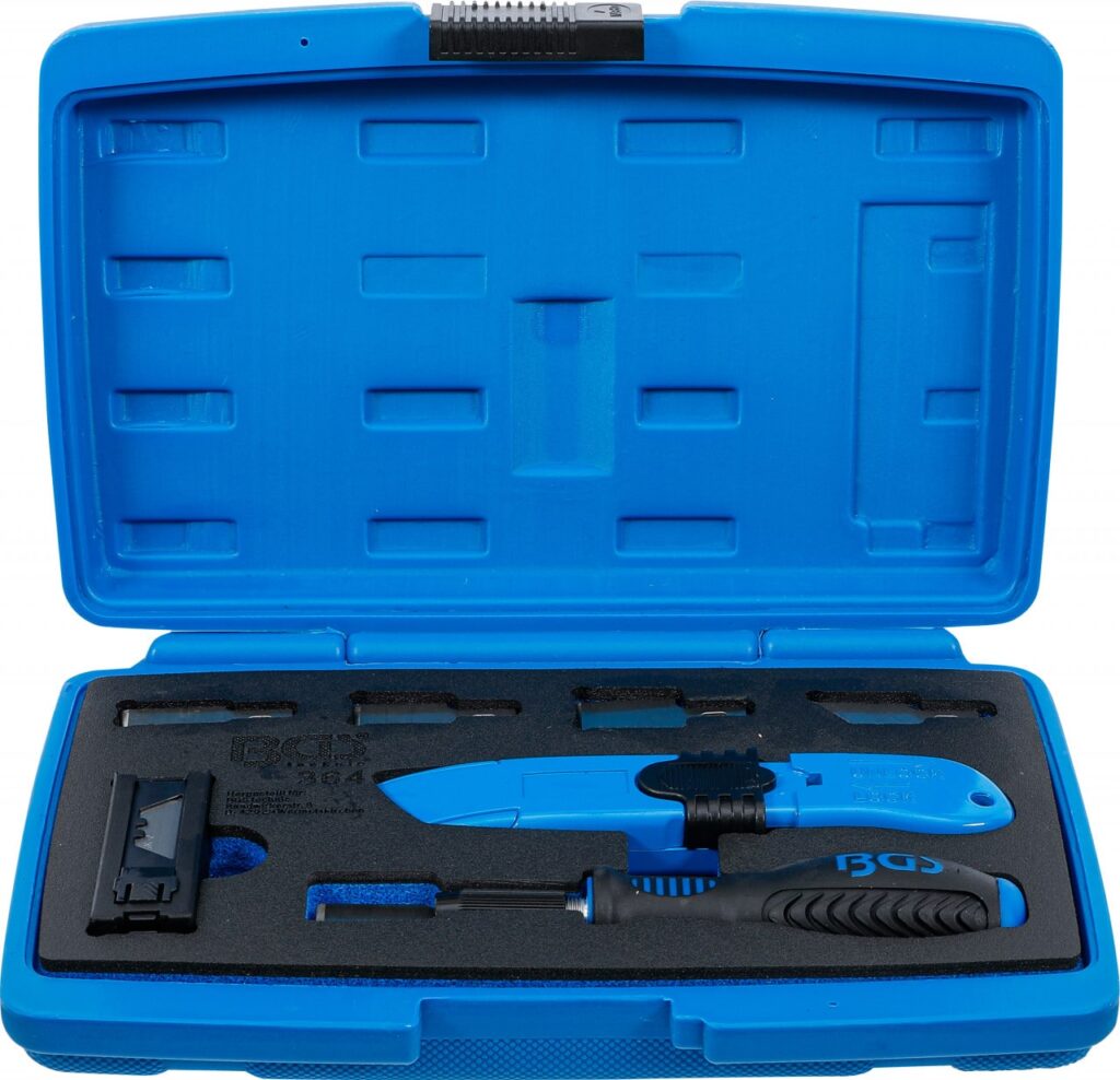 Set cutter si razuitor cu lame de rezerva, 7 piese, BGS 364 - Inlocuire parbriz auto