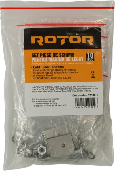 Set de piese de schimb pentru masina de legat: cutit, arc, surub ROTOR - Pachet 10 bucati - In lucru