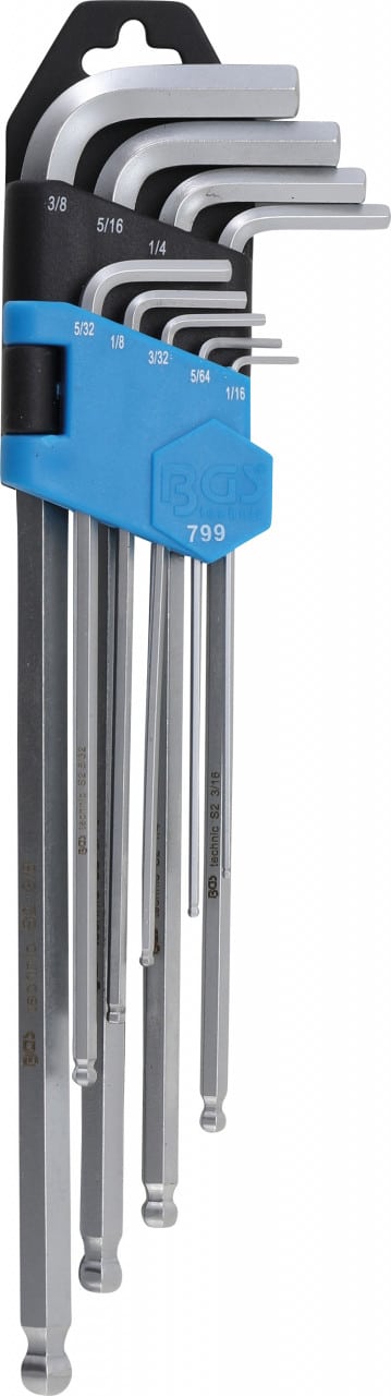 Set imbusuri tip L in Inch cu cap sferic, 1/16″-3/8″, BGS 799 – SimpleTools Set imbusuri tip L in Inch cu cap sferic, 1/16"-3/8", BGS 799 - SimpleTools