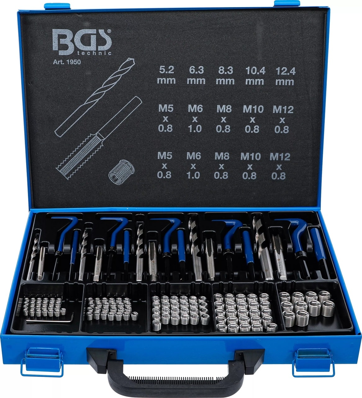 Set reparatii filete cu insertii Helicoil M5-M12 , 130 piese, BGS 1950 – SimpleTools Set reparatii filete cu insertii Helicoil M5-M12 , 130 piese, BGS 1950 - SimpleTools