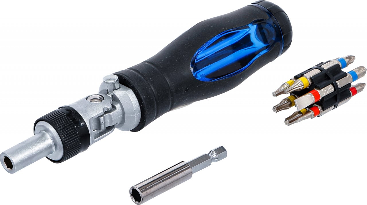 Surubelniţa cu mâner articulat cu clichet + biti combinati, 14 piese, BGS 70053 – SimpleTools Surubelniţa cu mâner articulat cu clichet + biti combinati, 14 piese, BGS 70053 - SimpleTools