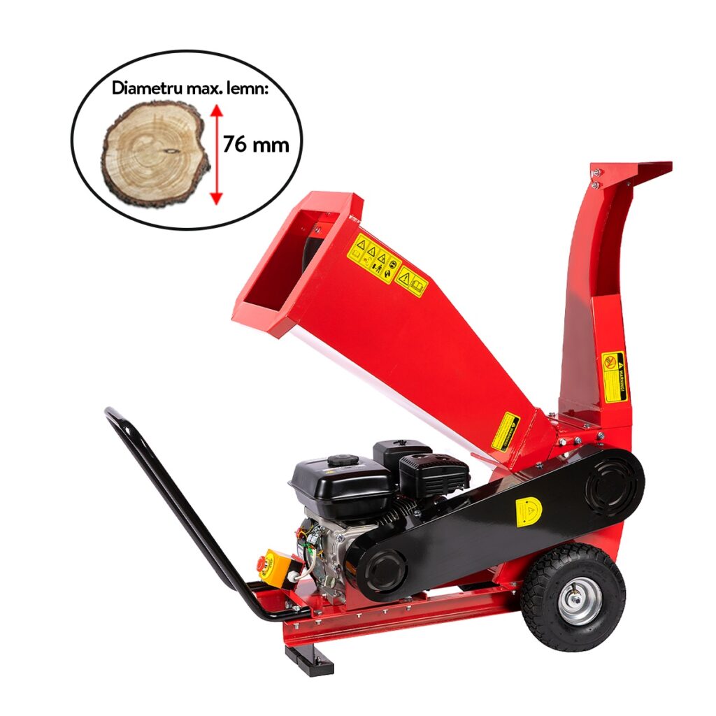 Tocator pentru crengi si vita de vie Micul Fermier, Ø76mm, motor benzina 6.5CP pentru rumegus - Tocatoare resturi furajere