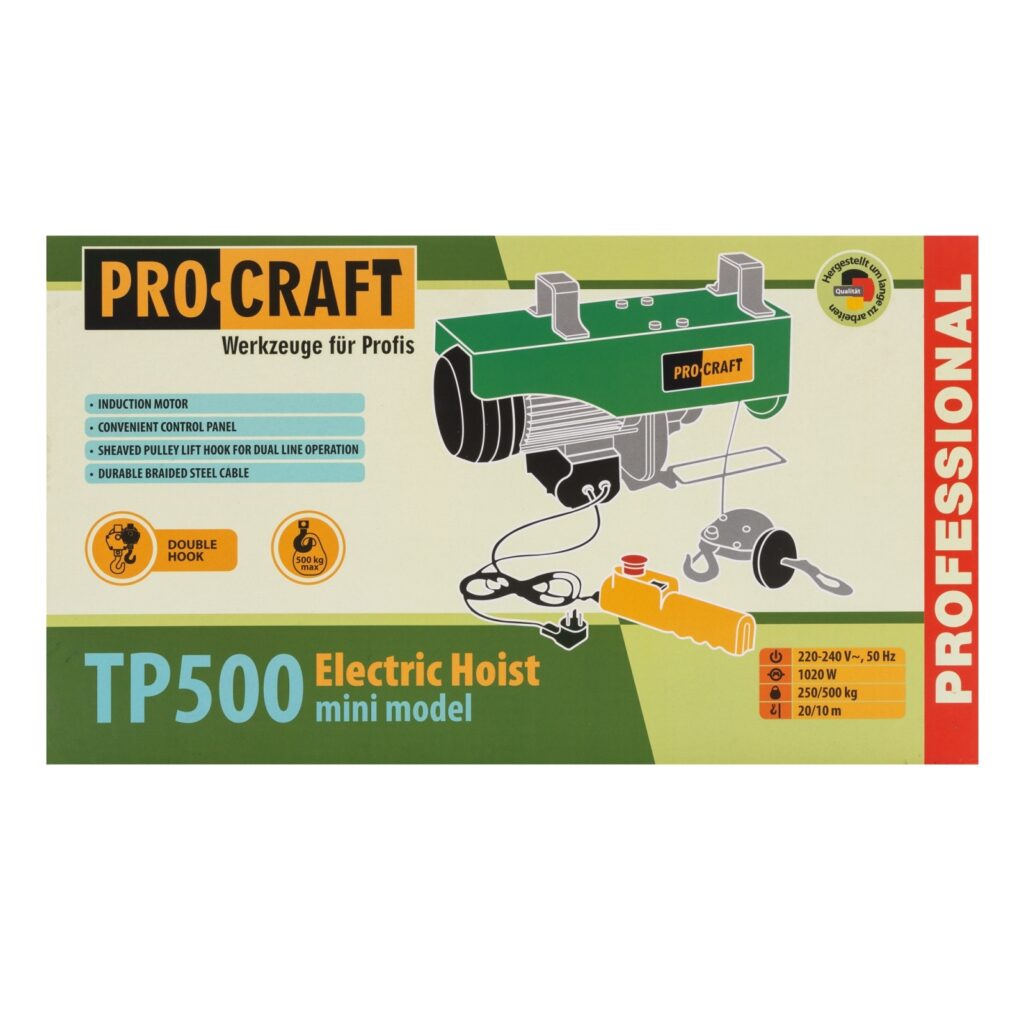 Troliu electric palan Procraft TP500, 1020W, cu kit montare Greutate 500kg - Utilaje de ridicat