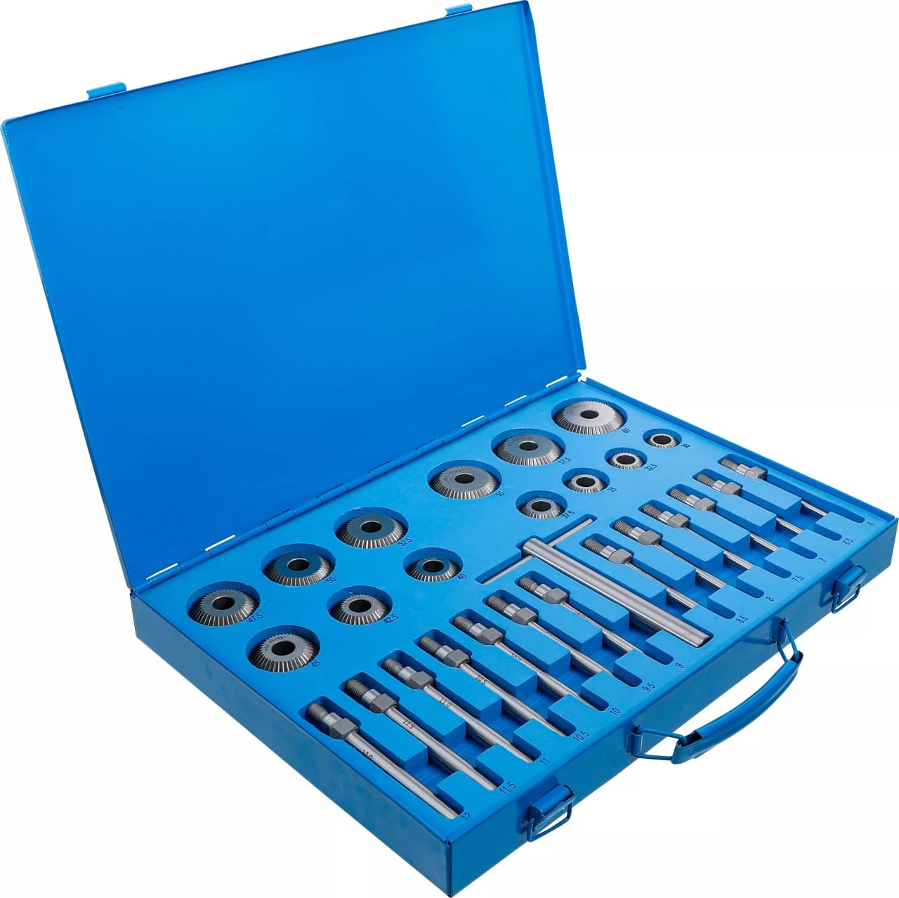 Trusa pentru rectificat scaune supape, dimensiuni 30-60 mm, 27 piese, BGS 1970 – SimpleTools Trusa pentru rectificat scaune supape, dimensiuni 30-60 mm, 27 piese, BGS 1970 - SimpleTools
