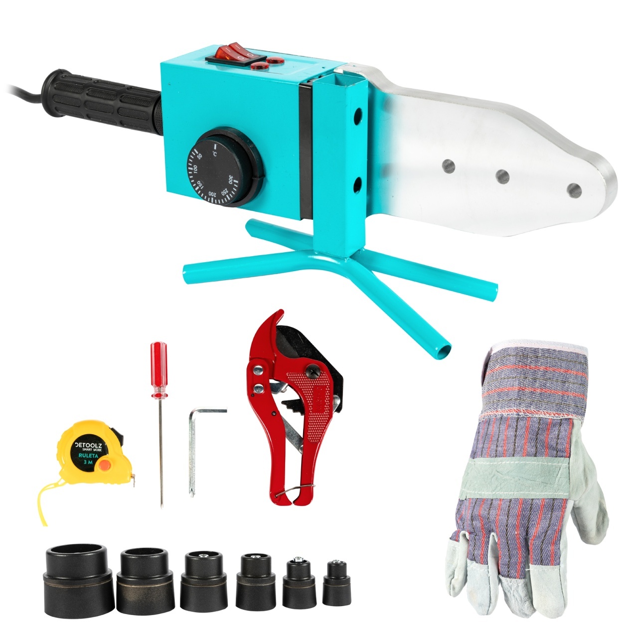 Trusa pentru sudat tevi din PPR Detoolz putere 2000W, diametru sudare 20-63mm – In lucru Trusa pentru sudat tevi din PPR Detoolz putere 2000W, diametru sudare 20-63mm - In lucru