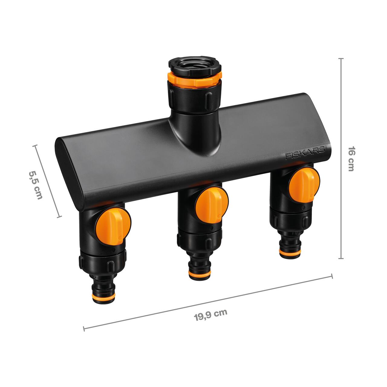 Conector robinet cu 3 cai Fiskars Comfort On/Off, 1070578, diametru conector 1/2", 3/4", 1" - SimpleTools