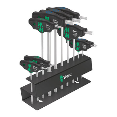 Set Wera imbusuri bicicleta cu maner T x HEX 2.5 - 10 x TX 10 - 25 + suport pentru masa/perete x 05004174001