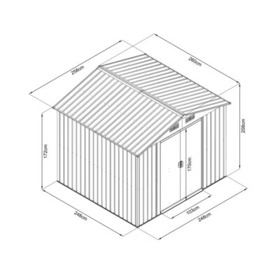 HECHT8X8PLUS - Magazie gradina din tabla 248 x 248 x 208 cm - SimpleTools