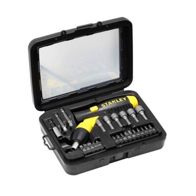 Set Stanley, surubelnita  pivotanta cu clichet 1/4'' + 24 piese