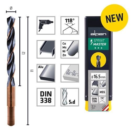 4479472_PRODUCT Burghiu pentru metal, ALPEN HSS SPRINT MASTER, DIN338 RN , coada redusa (12.5X30) 20.0X205 - imagine 1