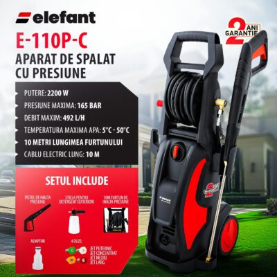 Aparat de spalat cu presiune ELEFANT E-110P-C, 2200W, 500l//h, 165 bar, lungime furtun 10 m