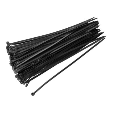 Colier plastic negru 5×300 mm, set 100 bucăți – FLOW