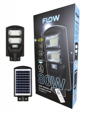 Corp stradal LED cu panou solar 80W 6500K FLOW – FPL80W-CS