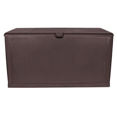 Cutie de depozitare TOUGH MASTER TM-SBR46H, 460L, stil ratan, culoare cafea, cu balamale