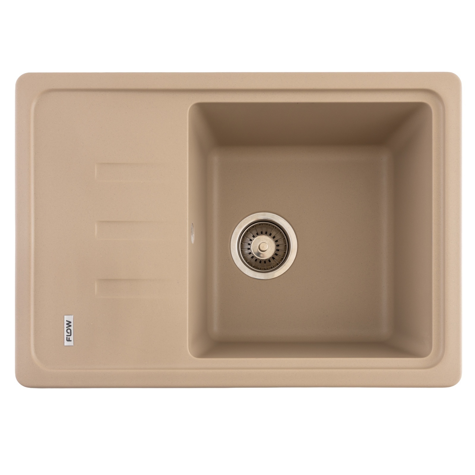 FCB-6143SS/1T, Chiuveta de bucatarie din granit cu o cuva si scurgator, seria SLIM, Sahara, 615x430x200 mm, FLOW – SimpleTools FCB-6143SS/1T, Chiuveta de bucatarie din granit cu o cuva si scurgator, seria SLIM, Sahara, 615x430x200 mm, FLOW - SimpleTools