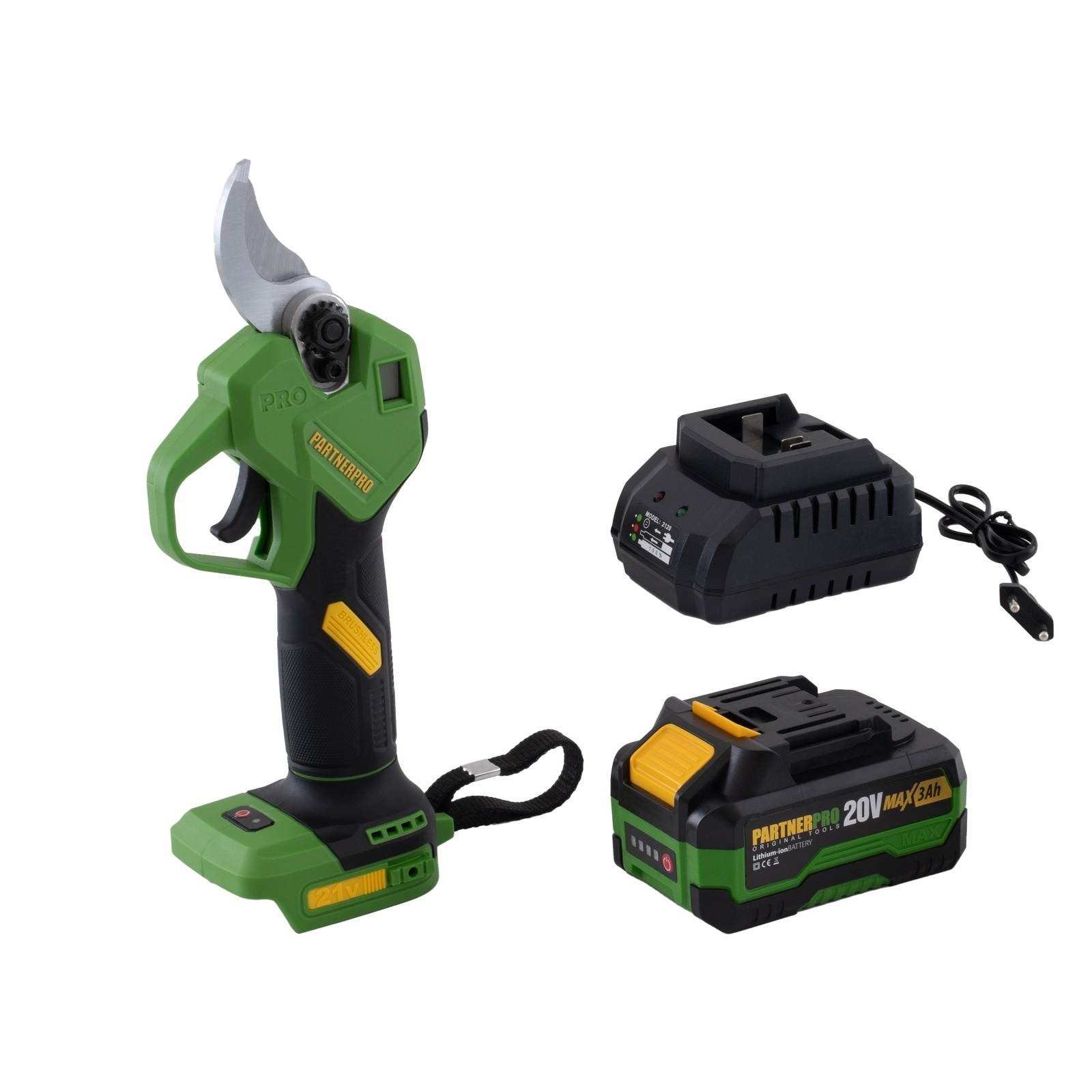 Foarfeca de gradina pe acumulator PARTNERPRO PP-FE3A, 1 x acumulator 20V / 3Ah , Brushless , 320 W – SimpleTools Foarfeca de gradina pe acumulator PARTNERPRO PP-FE3A, 1 x acumulator 20V / 3Ah , Brushless , 320 W - SimpleTools