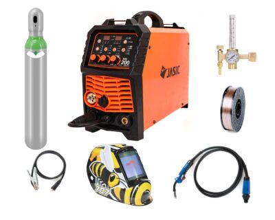 Pachet complet sudura MIG/MAG: MIG 200 - N2A401 Jasic, Butelie corgon 8l (plina), masca sudura BUMBLE BEE, rola otel 5kg - 0.8mm