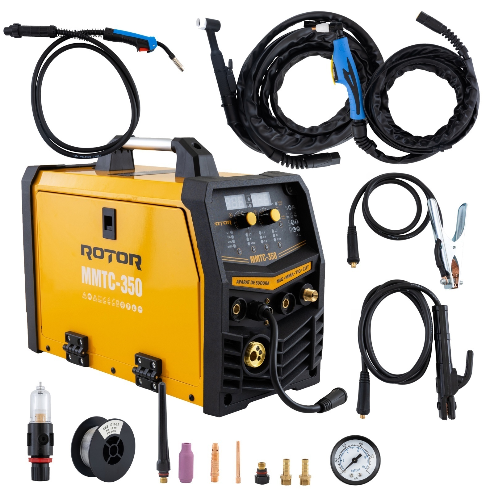 MMTC-350 MIG/MMA/TIG/CUT aparat de sudura cu electrozi 4 in 1 ROTOR – SimpleTools MMTC-350 MIG/MMA/TIG/CUT aparat de sudura cu electrozi 4 in 1 ROTOR - SimpleTools