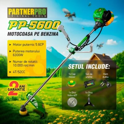Motocoasa pe benzina PartnerPro PP5600 , 4 T, 5.6CP, 52CC