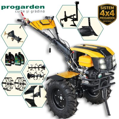 Pachet Campo 1873 Alpine V2 Motocultor 18CP +Plug bilonat+ Plug reversibil+ Prasitoare+Adaptor+2 roti metalice 540x170 + 4L Ulei