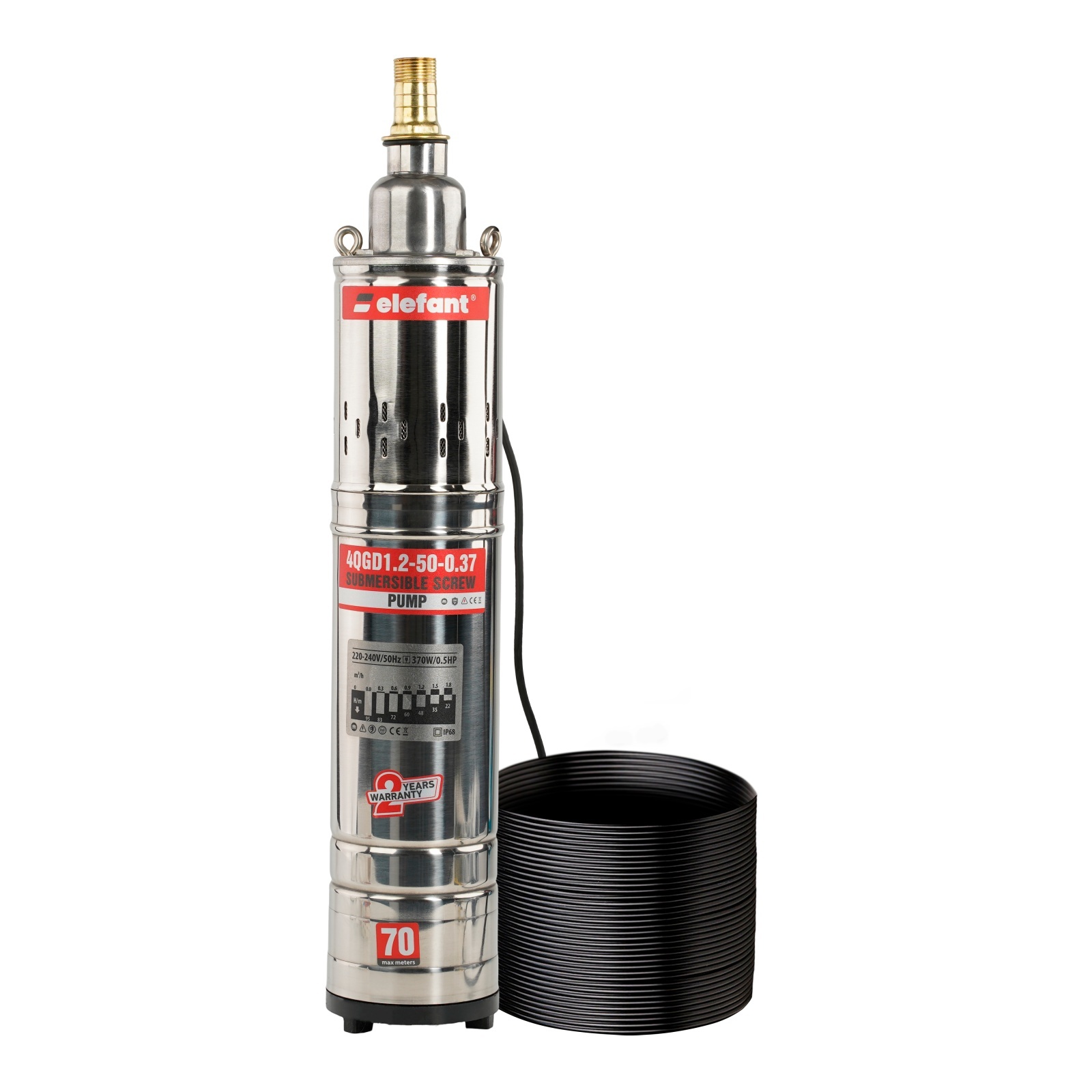Pompa submersibila Elefant 4QGD1.2-50-0.37, 1100W, debit 95 l/min, inaltime refulare 83 m – SimpleTools Pompa submersibila Elefant 4QGD1.2-50-0.37, 1100W, debit 95 l/min, inaltime refulare 83 m - SimpleTools