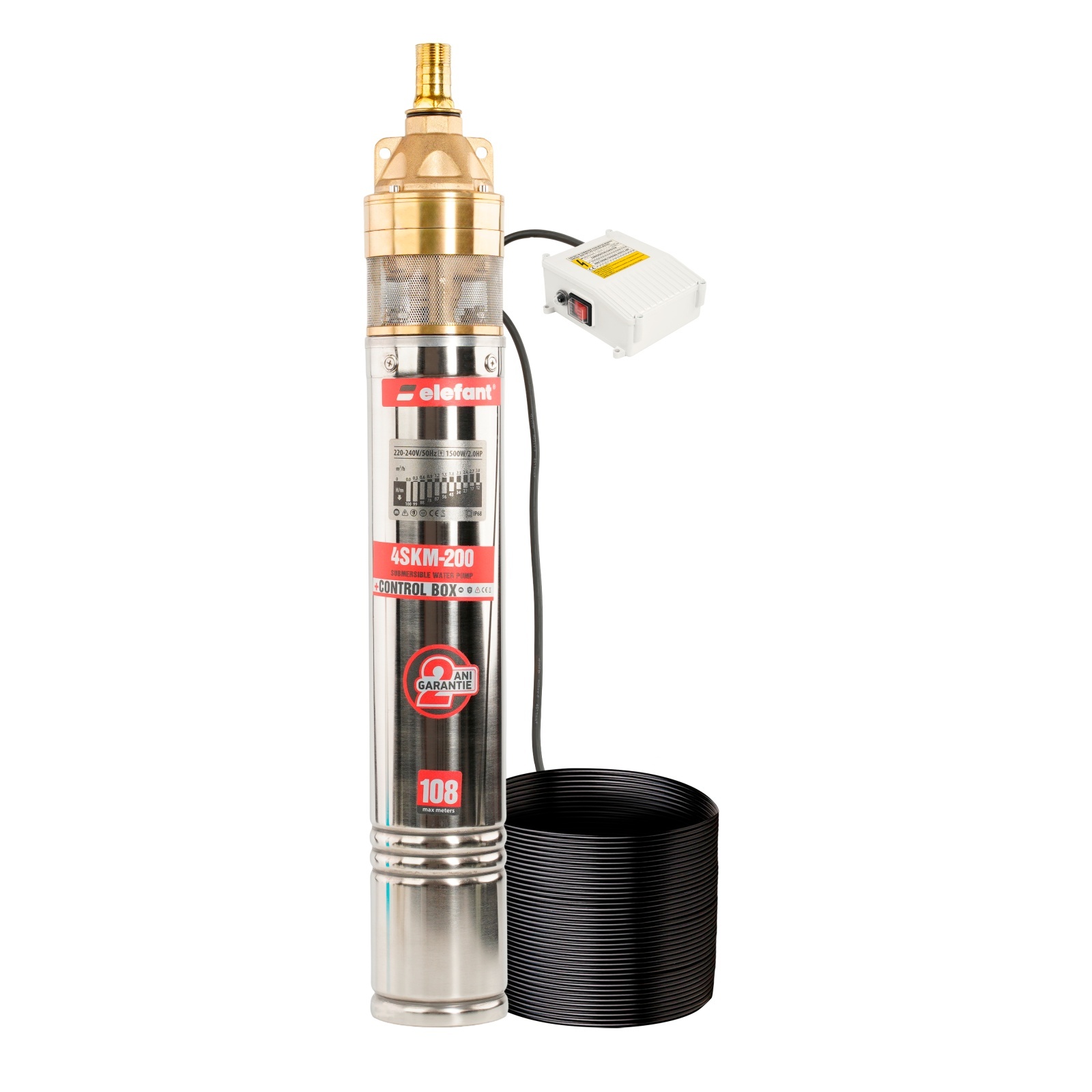 Pompa submersibila Elefant 4SKM200 cu panou de control, 1600W, debit 50 l/min, inaltime refulare 105 m – SimpleTools Pompa submersibila Elefant 4SKM200 cu panou de control, 1600W, debit 50 l/min, inaltime refulare 105 m - SimpleTools
