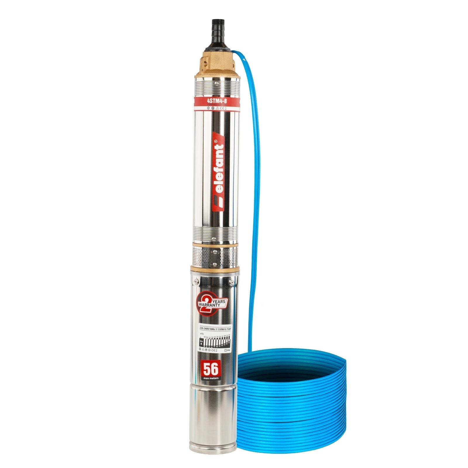 Pompa submersibila ELEFANT 4STM4-8, 1200W, 8 turbine, 100 l/min, inaltime refulare 58 m – SimpleTools Pompa submersibila ELEFANT 4STM4-8, 1200W, 8 turbine, 100 l/min, inaltime refulare 58 m - SimpleTools