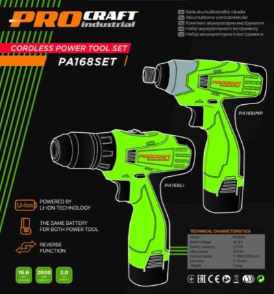 Set autofiletanta Procraft PA168 cu acumulator si pistol cheie cu impact cu acumulator Procraft - SimpleTools