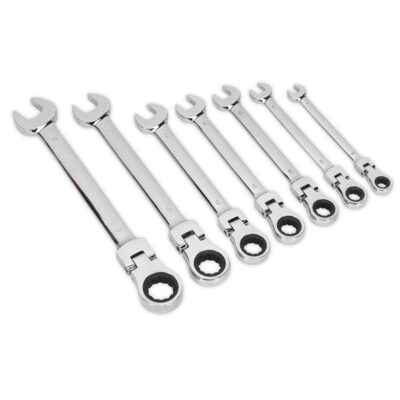 Set chei combinate cu clichet si cap flexibil 7 piese Sealey