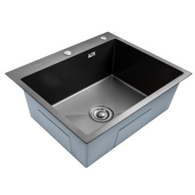 Chiuveta bucatarie BÖHM BH6050BA, inox alimentar SUS304, 600 x 500 x 220 mm, finisaj Negru, sifon inclus